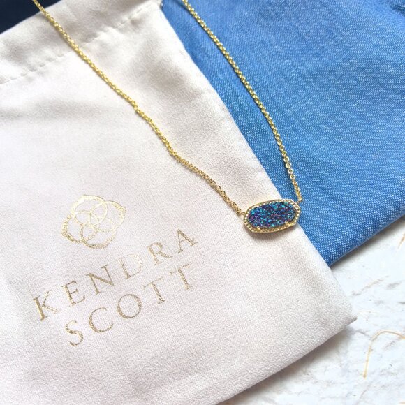 Kendra Scott Elisa Multicolor Drusy Pendant Necklace in Gold - Picture 2 of 3